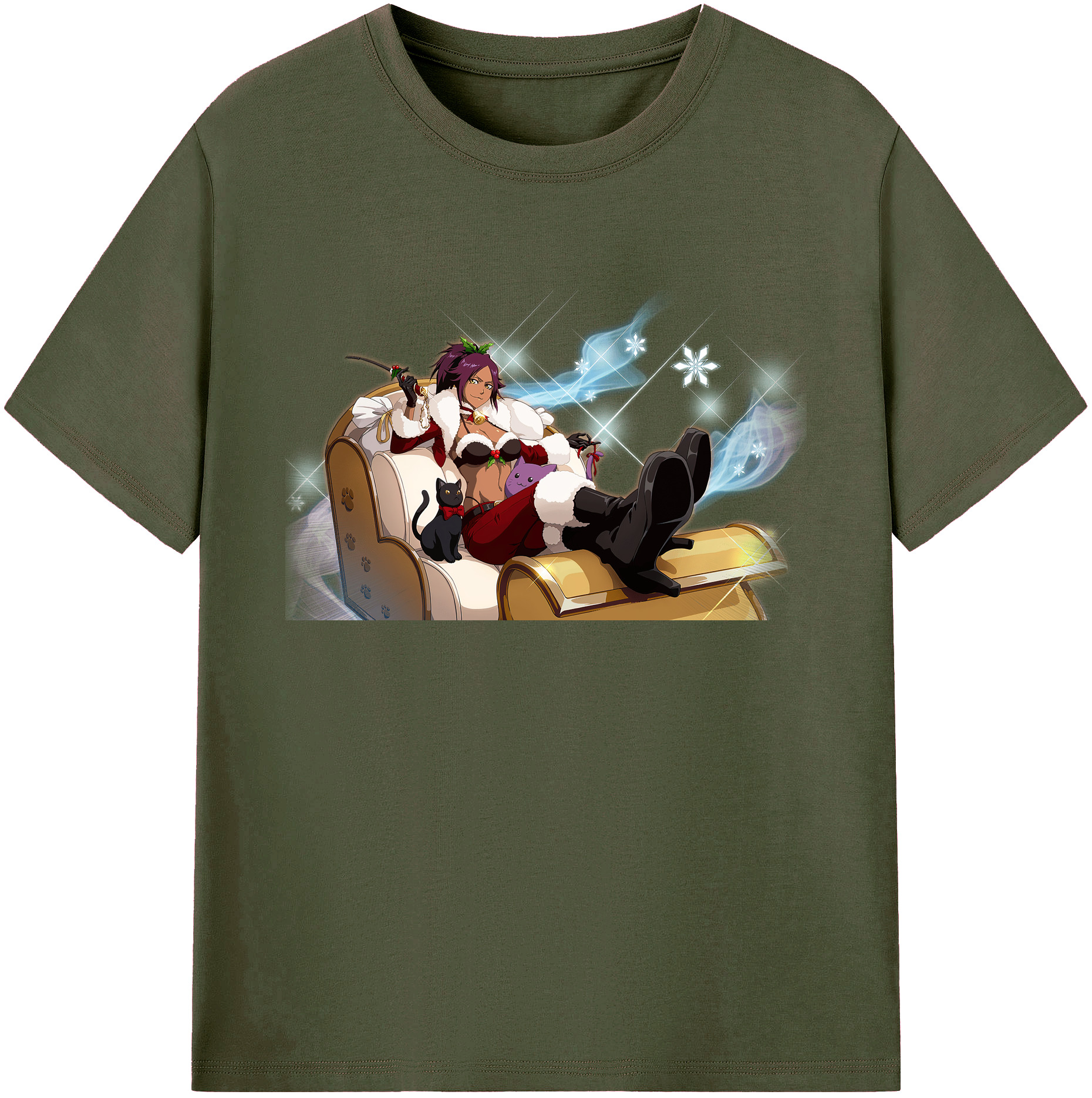 （画像用） ブリーチ 四楓院 夜一（しほういん よるいち） BLEACH Shihouin Yoruichi 綿100％ メンズ半袖Tシャツ｜肌触りやわらか＆通気性